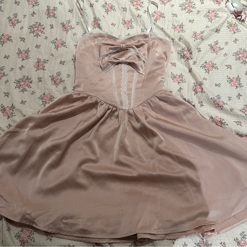 Dark in love satin pink mini dress NWT